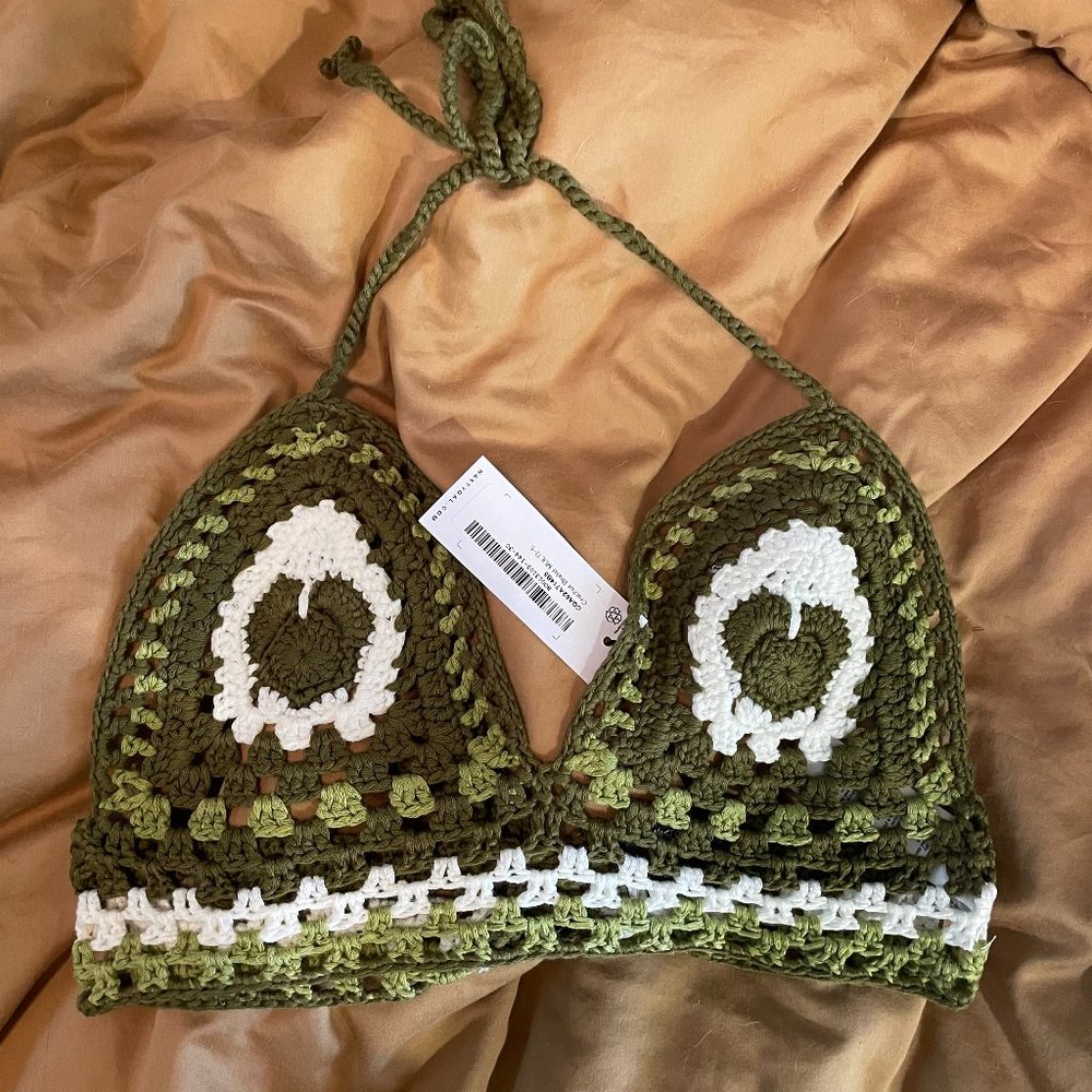 Nasty Gal Crochet Halter Neck Bralette Small